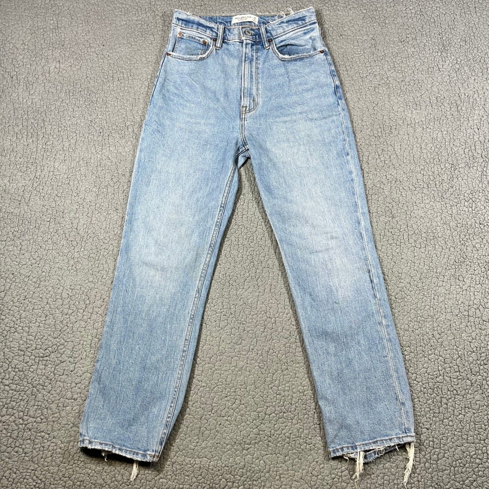 Abercrombie & Fitch Curve Love Ultra High Rise Ankle Straight Jeans Blue 26 2R - Picture 1 of 13